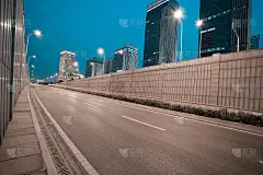 城市建筑街景和道路隧道的夜景