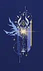 This may contain: a blue background with gold and white designs on the bottom, an image of a star