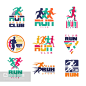 跑步运动俱乐部标志模板套装,Run sport club logo templates set, emblems for sport organizations, tournaments and marathons colorful vector Illustrations - 图虫创意-全球领先正版素材库-Adobe Stock中国独家合作伙伴