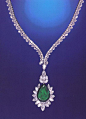 Diamond Necklace with Pear Shape Emerald