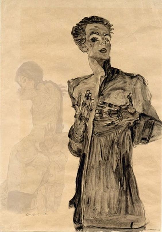 #埃贡·席勒##Egon Schiele##维也纳分离派##Vienna Secession##油画##速写#人物#