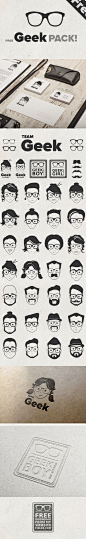 Free Vector Geek Pack : Hot Geek Pack! Vector Geek faces and more. Geek boys and girls, geek teams, geek glasses. Perfect for logos, avatars, stickers.