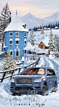 Paco_Yao 原创插画 GIF动图 商业合作 LINCOLN 林肯汽车 圣诞快乐 芬兰静谧北欧圣诞节