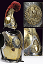 骑士：Carabinier的胸甲和头盔，法国1833第二帝国时代（40厘米H，铜/铁）