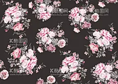 玫瑰花  - 源文件下载【酷图网】玫瑰花,手绘玫瑰花,数码印花,花簇,牡丹花