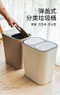 垃圾分类垃圾桶 家用带盖双桶客厅厨房分类按压式干湿分离拉圾筒-淘宝网