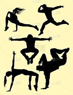 舞蹈,嘻哈,弹性,技能,平衡,女人,现代,剪影,行动,站