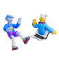 Boy And Girl Talking In Video  3D Illustration