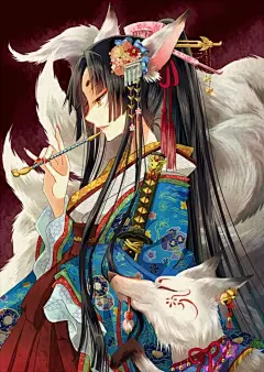 动漫人物 花魁 美女 漫画 古装 中国风 古风 和服 日本 狐狸 帅哥