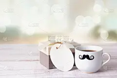 盒子,礼物,背景,父亲节,咖啡,茶碟,小胡子,标签,潘契酒,贺卡
