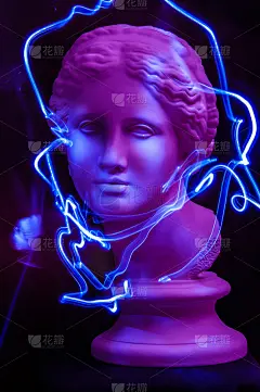 带有古代维纳斯半身像的现代概念艺术海报。当代艺术照片。