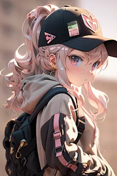 帅气二次元冷酷鸭舌帽女生图片插画