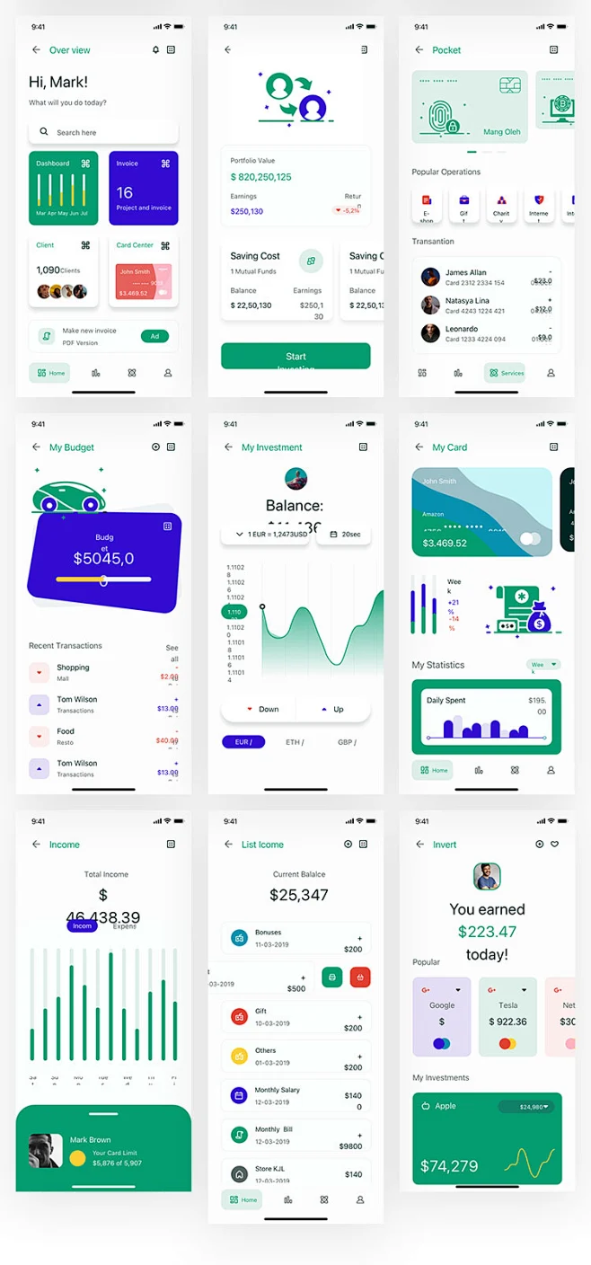 5套国外金融时尚APP端UI界面设计模版Sketch格式素材-淘宝网-花瓣网