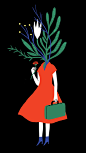 【花卉插画系列图集下载】创意叶子草本花卉绘画/抽象植物绘画临摹作品/水彩iPad手绘