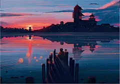 等待光线（插画/写实/手绘/板绘/场景/治愈/画画）_木偶T_插画图片-致设计