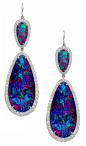 Platinum, Black Opal and Diamond Earrings from the Stephen Russell Collection.  Photo c/o Stephen Russell