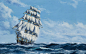 General 2560x1600 water sky clouds sailing ship painting sea waves