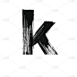 字母k用干画笔手绘。小写字母