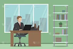 腿,绘画插图,书桌,矢量,职业,办公椅,商务,经理,计算机,舒服
