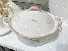 手绘釉下彩陶瓷餐具ins网红卡通双耳大汤碗甜品沙拉碗早餐碗盘子-淘宝网