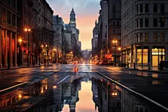 灯火通明的城镇道路灯光秀