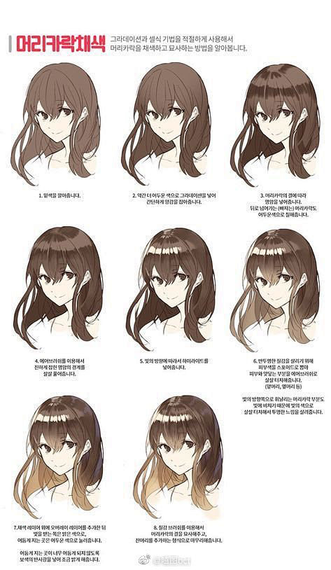 【#绘画参考#】人物头发上色的绘制参考
...