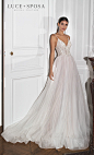 luce sposa s2021 paris bridal sleeveless spaghetti strap diamond neckline heavily embellished bodice romantic a  line wedding dress backless chapel train (lisa) mv