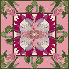 色彩艳丽、色彩艳丽的丝巾. 复古风格。 花卉装饰品.