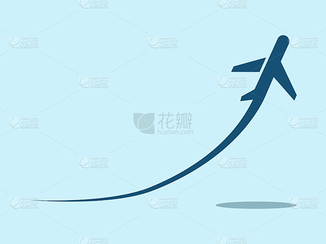 飞行飞机图标。飞机起飞的象征。矢量图