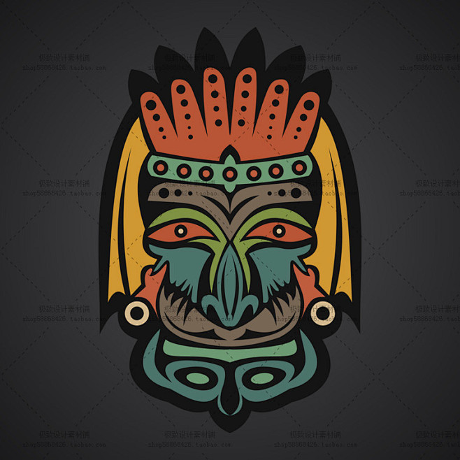 25个EPS民族风抽象复古巫师印第安玛雅...