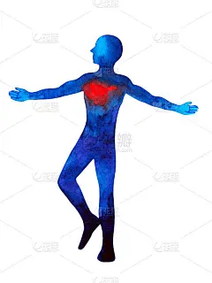人体站立手立姿势，抽象人体水彩画手绘插画设计