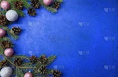 Bright Christmas background. Fir branches with pin