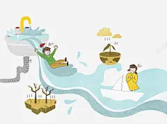 卡通创意生态水源海报 设计图片 免费下载 页面网页 平面电商 创意素材
