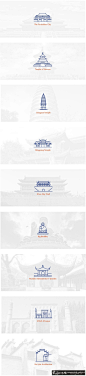 标志logo 古建筑线稿logo 创意LOGO设计 中国风logo设计 建筑标志设计 古建筑商标设计 经典LOGO
