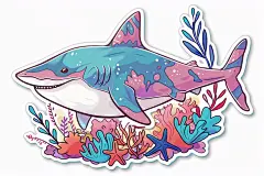 海洋物种鲨鱼插画