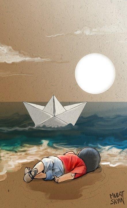 3岁叙利亚男孩逝去，艺术家用漫画表达冲上...