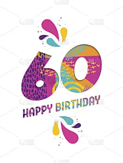 60岁生日快乐剪纸贺卡