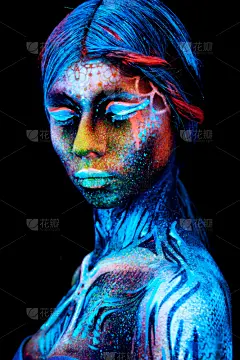 特写,肖像,水下,垂直画幅,美,彩妆,艺术,美人,鸟类,光