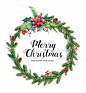 Watercolor Christmas Wreath pine and berry Christmas. Premium Vector