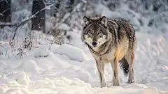 犬科动物森林野生户外凶猛狼
