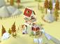 Tiny Town 2 - More low-poly explorations : A series of low poly renders featuring some little cabins, cows and demons