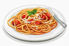 意大利面西餐插画绘画