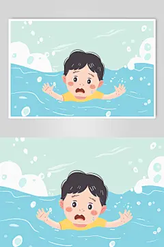 AI数字艺术夏季防溺水插画