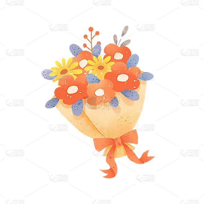 可爱清新花束插画元素贴纸