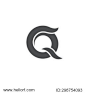 Letter Q logo / symbol - vector icon - grayscale version