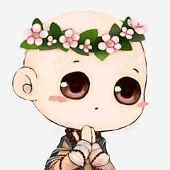 手绘萌萌的戴花环的小和尚 元素 免抠png 设计图片 免费下载 页面网页 平面电商 创意素材