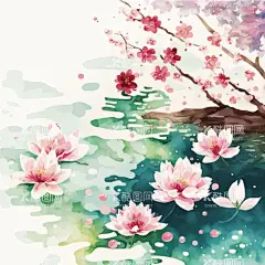 春天吧就  - 源文件下载【酷图网】春暖花开,樱花,樱花背景,水彩背景,山水画,山水,春天,荷花,花朵,花卉,梅花,河流,春天花朵,春季新款,春装新款,春天海报,春季素材,春季背景,春季促销图,约惠暖春,设计,广告设计,AI,