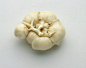 Camellia Netsuke, TSUKAMOTO Kyokusai (塚本旭齋, Japan, active 1868-1926), Japan, late 19th-early 20th century, Ivory with light staining, sumi, 1 3/4 x 1 7/16 x 11/16 in. (4.4 x 3.6 x 1.8 cm), back