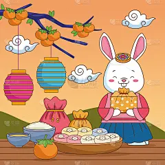 祝大家春节快乐，举兔子的礼物和食物