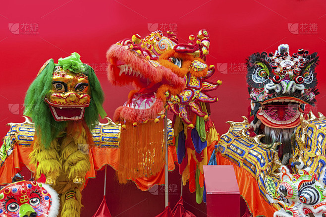 中国新年的舞狮服装